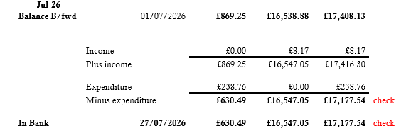 Bank recon July 2026